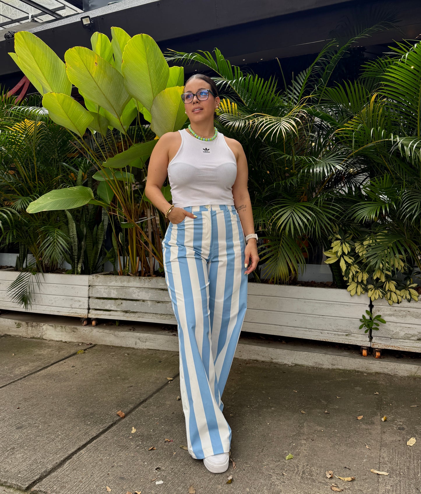 Pantalón Santorini Rayas Celeste