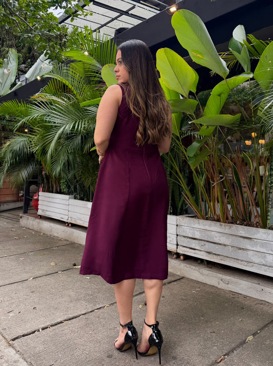Vestido midi Barichara color vino