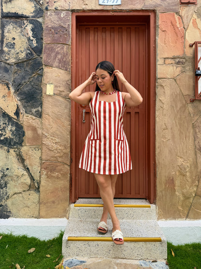 Vestido Marina Rayas Terracota