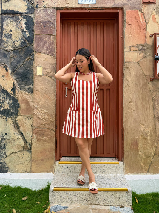 Vestido Marina Rayas Terracota