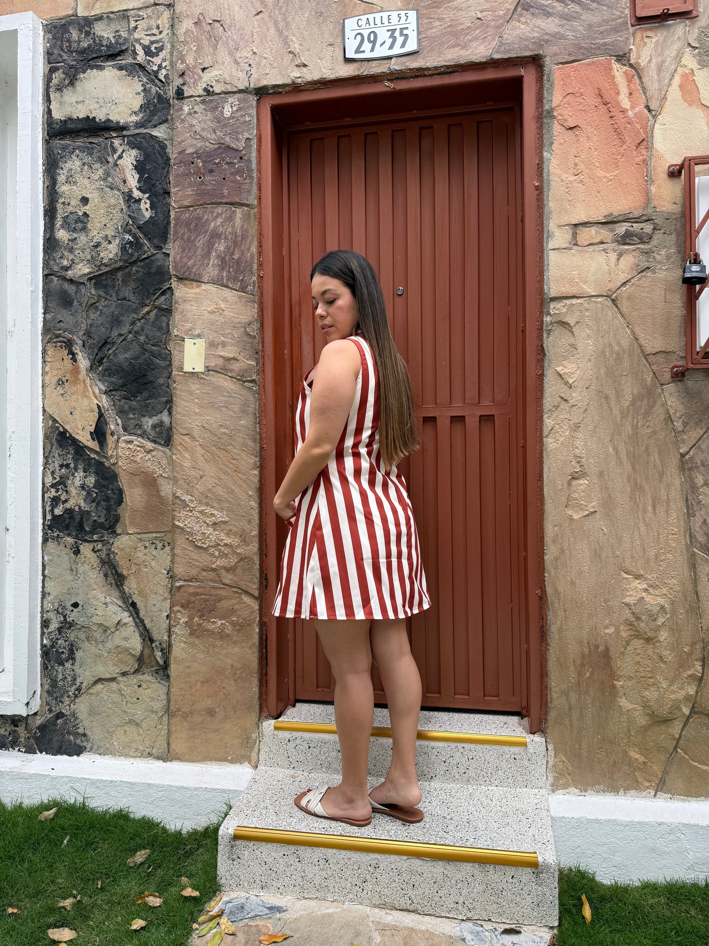 Vestido Marina Rayas Terracota
