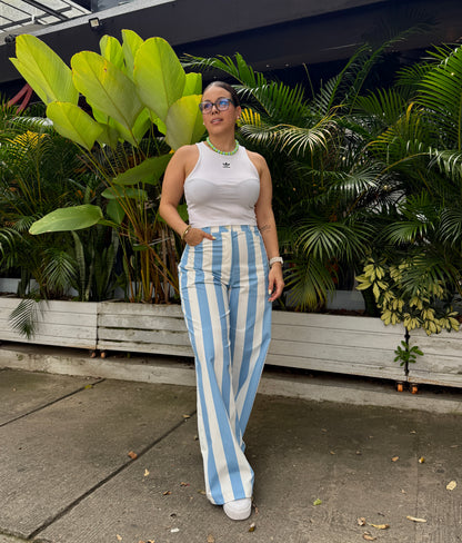 Pantalón Santorini Rayas Celeste