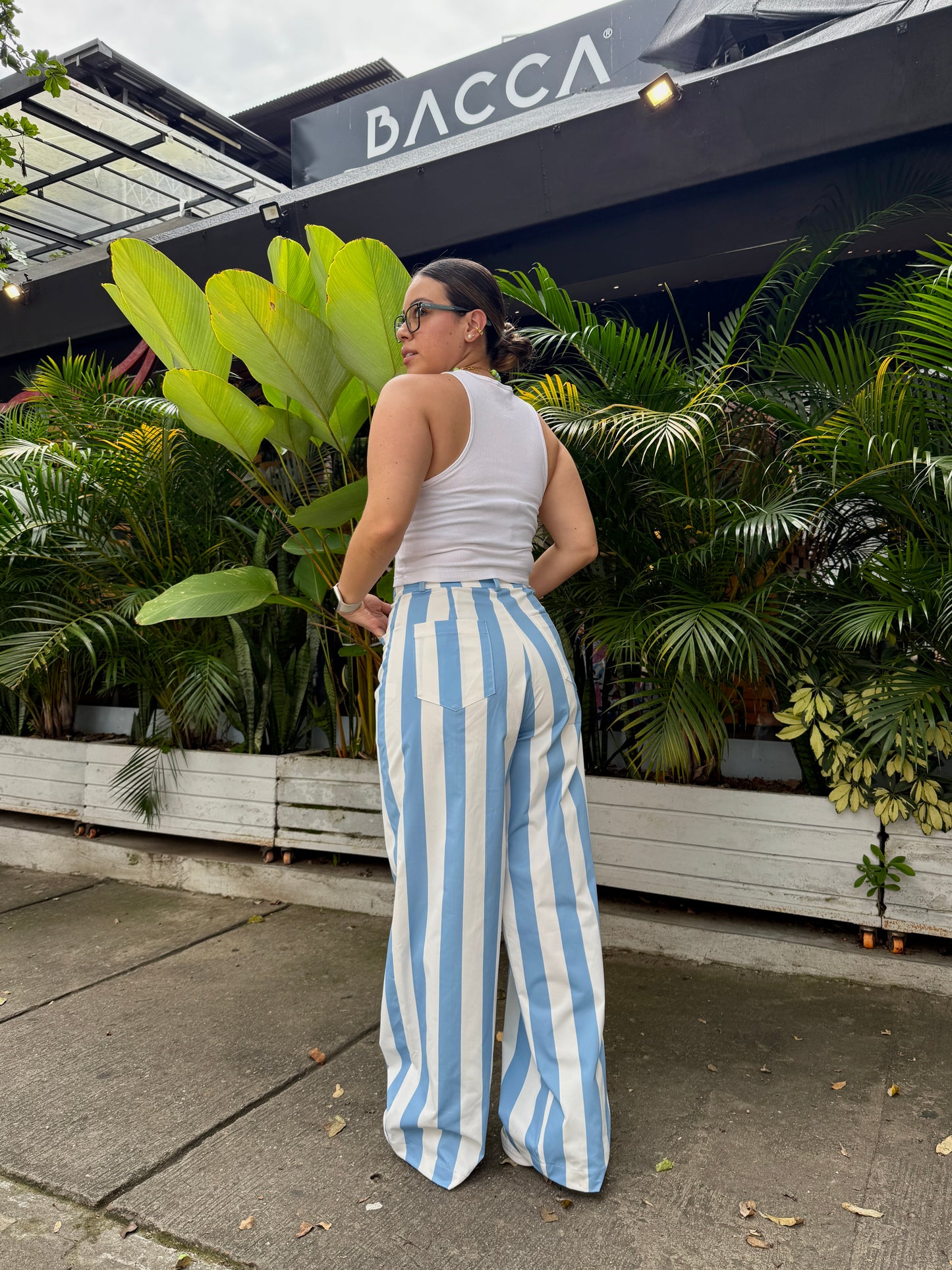 Pantalón Santorini Rayas Celeste