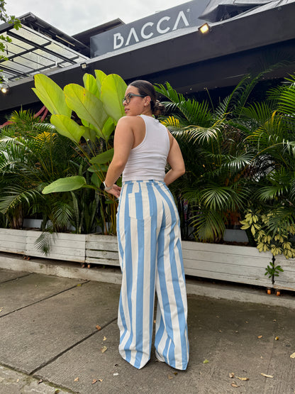 Pantalón Santorini Rayas Celeste