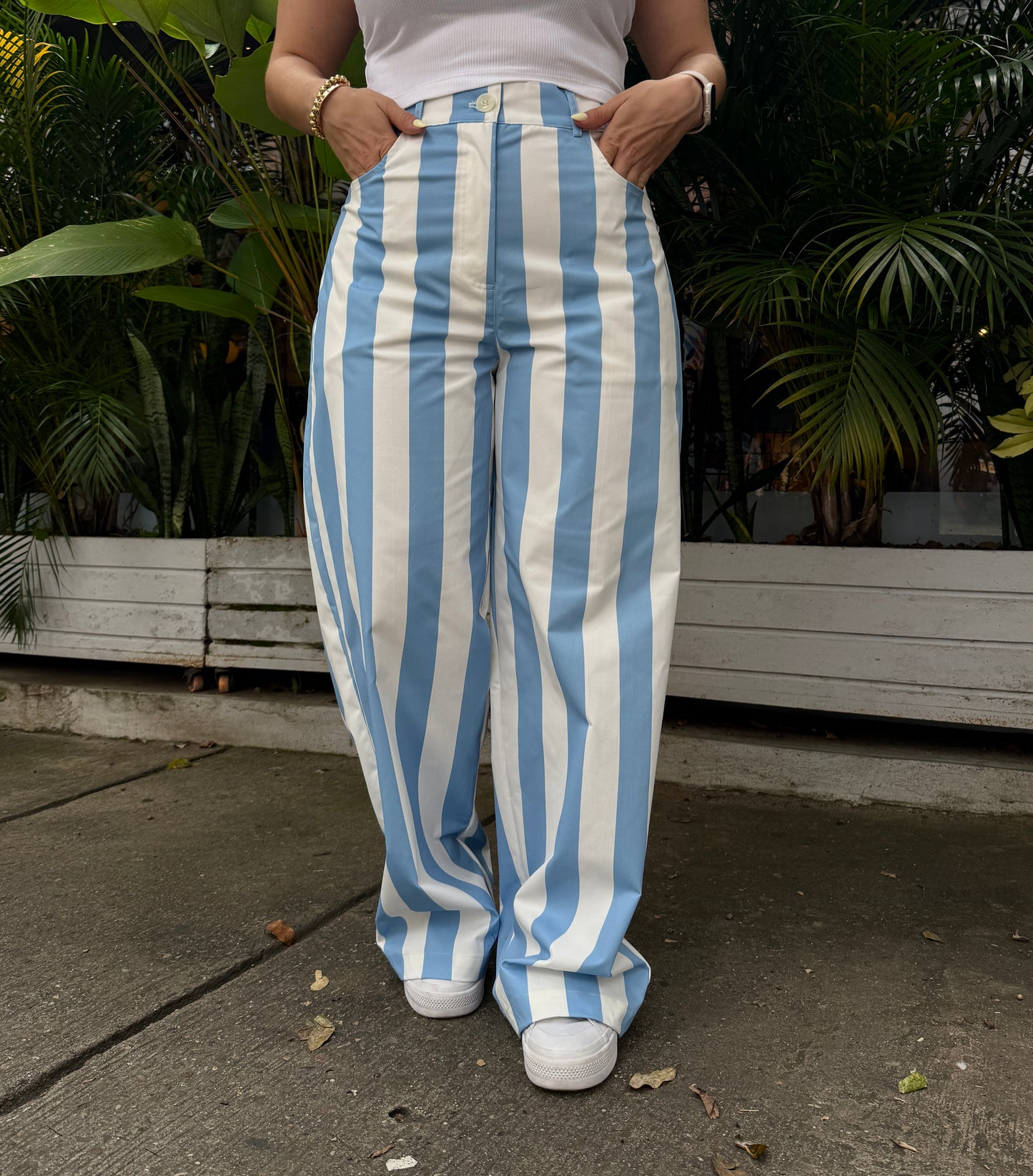 Pantalón Santorini Rayas Celeste