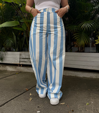Pantalón Santorini Rayas Celeste