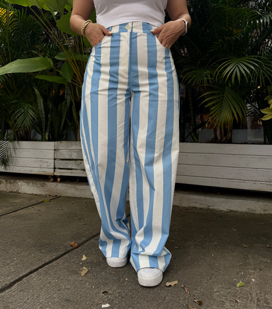 Pantalón Santorini Rayas Celeste