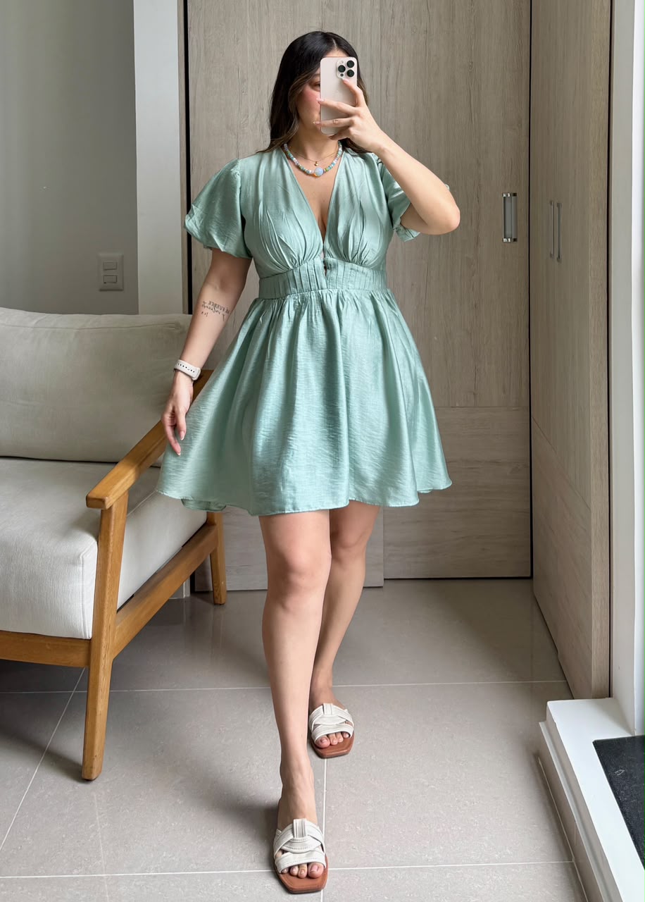 Vestido Matilda Verde Manzana